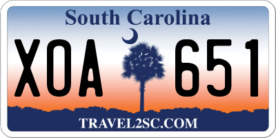SC license plate XOA651