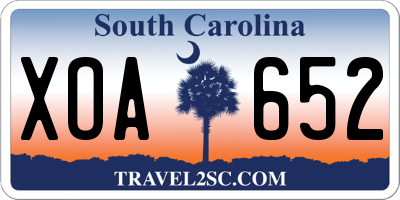 SC license plate XOA652