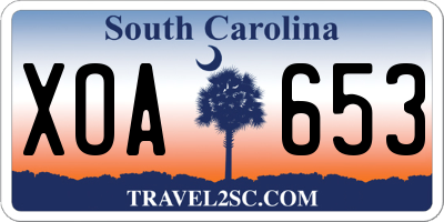 SC license plate XOA653