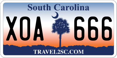 SC license plate XOA666