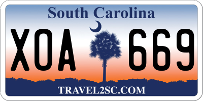 SC license plate XOA669