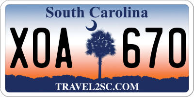 SC license plate XOA670