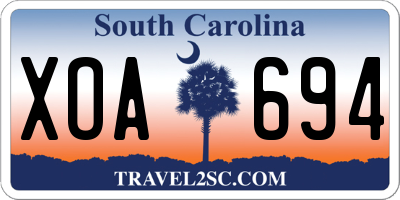 SC license plate XOA694