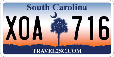 SC license plate XOA716