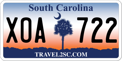SC license plate XOA722