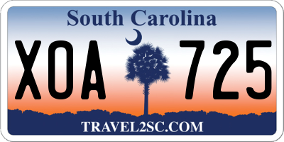 SC license plate XOA725