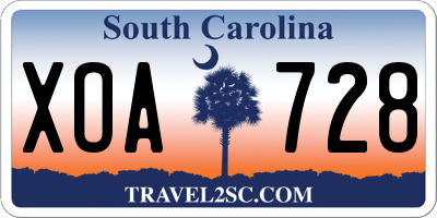 SC license plate XOA728