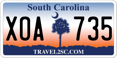 SC license plate XOA735