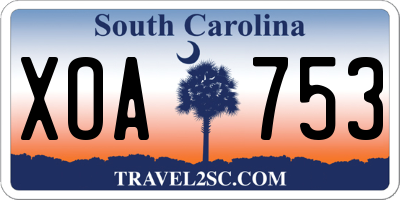 SC license plate XOA753