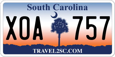SC license plate XOA757