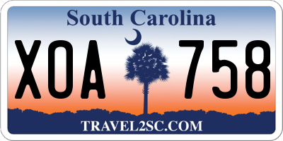 SC license plate XOA758