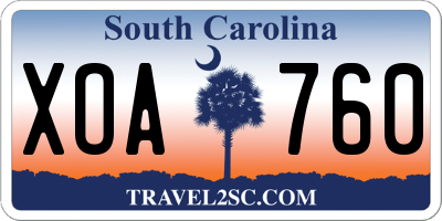 SC license plate XOA760