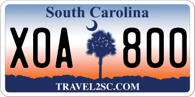 SC license plate XOA800