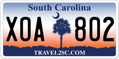 SC license plate XOA802