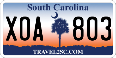 SC license plate XOA803