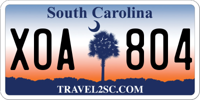 SC license plate XOA804