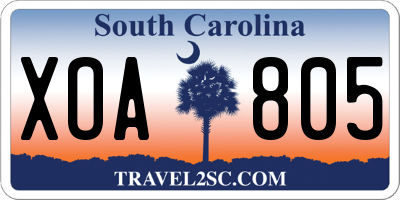 SC license plate XOA805