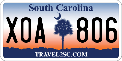 SC license plate XOA806