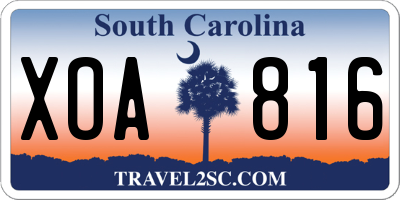 SC license plate XOA816