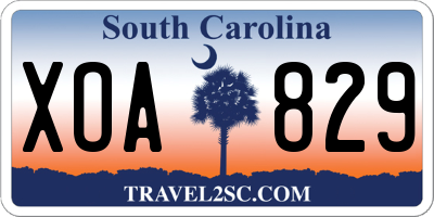 SC license plate XOA829