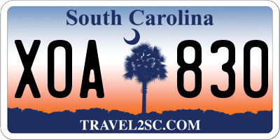 SC license plate XOA830