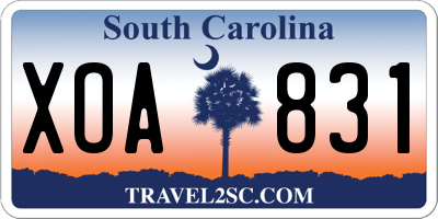 SC license plate XOA831