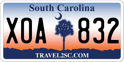 SC license plate XOA832