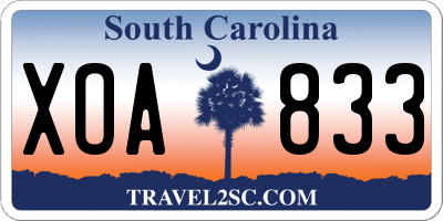 SC license plate XOA833