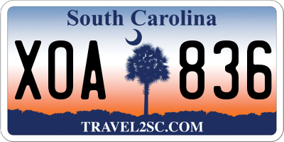 SC license plate XOA836