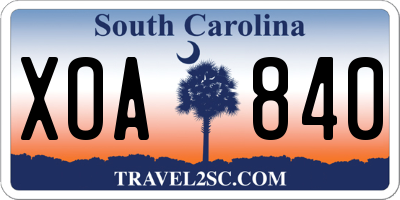 SC license plate XOA840