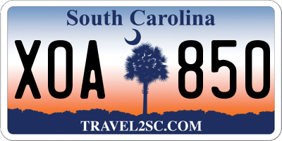 SC license plate XOA850
