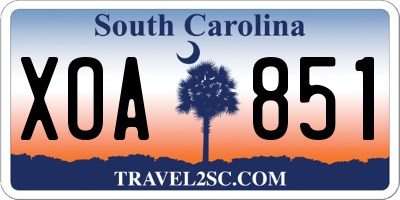 SC license plate XOA851