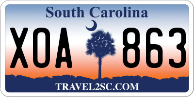 SC license plate XOA863