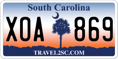 SC license plate XOA869