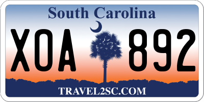 SC license plate XOA892