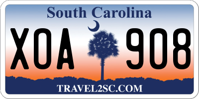 SC license plate XOA908