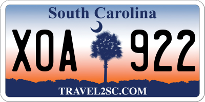 SC license plate XOA922