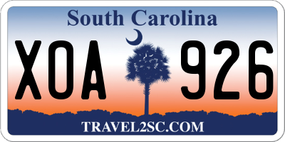 SC license plate XOA926