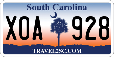 SC license plate XOA928