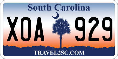 SC license plate XOA929