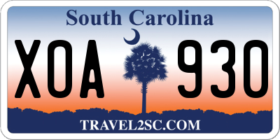 SC license plate XOA930