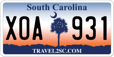 SC license plate XOA931