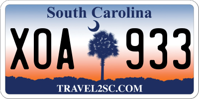 SC license plate XOA933