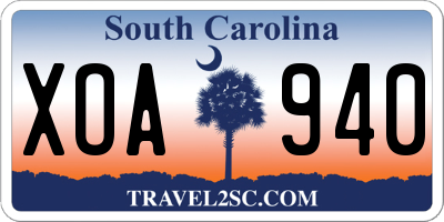 SC license plate XOA940
