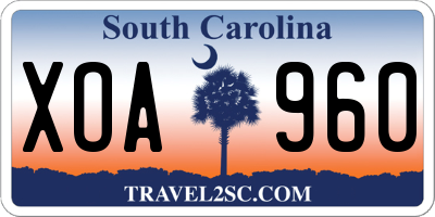 SC license plate XOA960