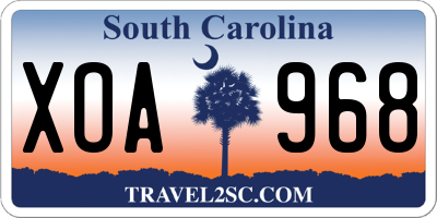 SC license plate XOA968