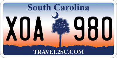 SC license plate XOA980