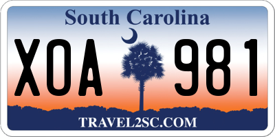 SC license plate XOA981