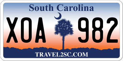 SC license plate XOA982