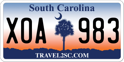 SC license plate XOA983